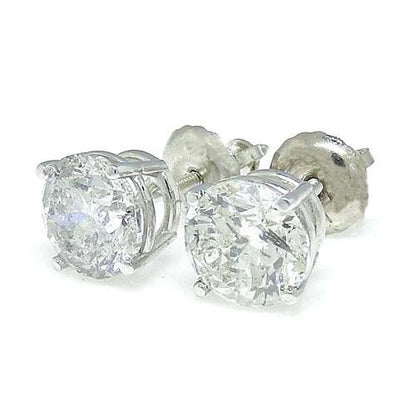 Round Shaped Stud GIA Certified Lab Grown Diamond Women Earrings 4 Carats White Gold 14K