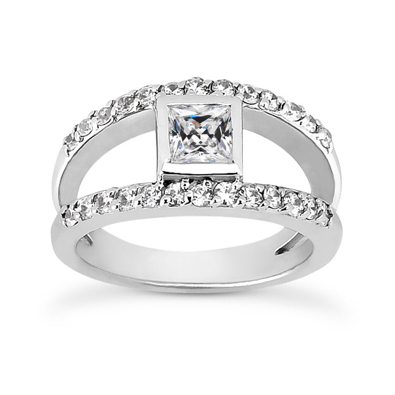 Round & Square Cut Old Miner Diamond Ring