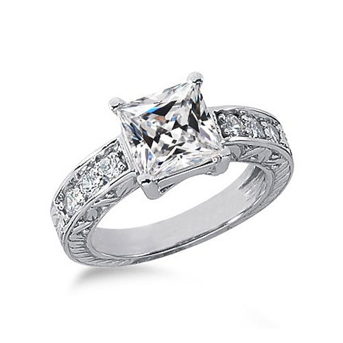 Wedding Anniversary White Gold Round & Square Cut Old Miner Diamond Ring