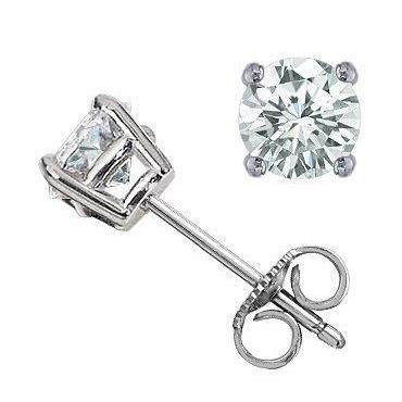 Round Stud GIA Certified Lab Grown Diamond Earrings 2 Carats White Gold 14K