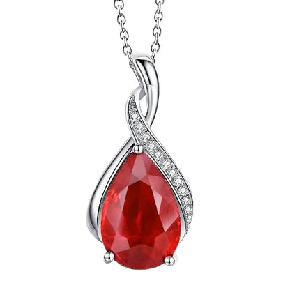 Ruby IGI CERTIFIED And Diamonds 9.25 Carats Pendant Necklace With Chain 14K WG