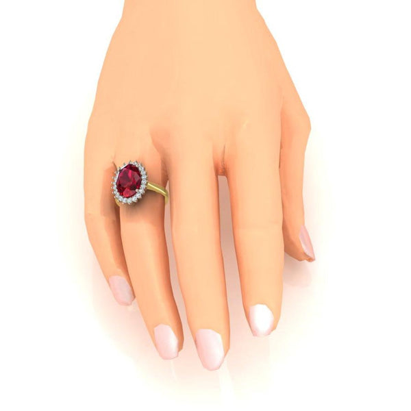  Ruby Diamond Flower Style Ring 10.50 Carats Two Tone Gold