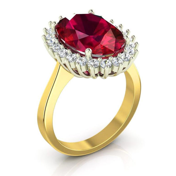 Products Oval Burma Ruby Diamond Flower Style Ring 10.50 Carats 