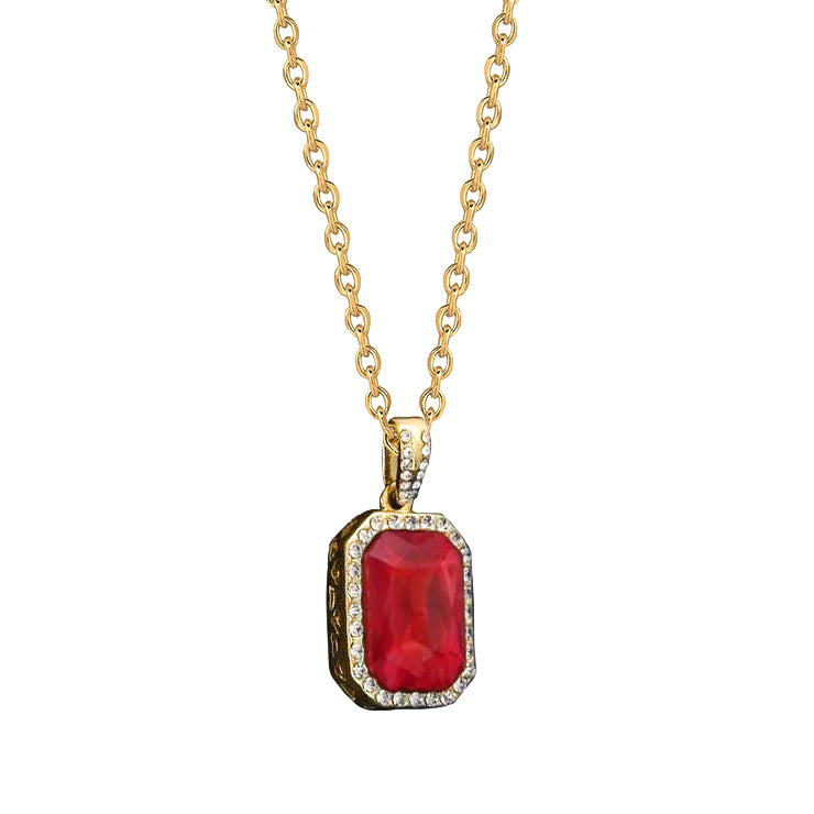 Ruby With Natural Earth Mined Diamond 7.10 Ct. Pendant Necklace With Chain Yellow Gold 14K