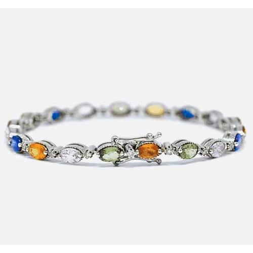 Amazing Ladies weeding   Sapphire Prong Set Tennis Bracelet 14.50 Carats Stones White Gold