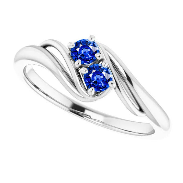 Sapphire Prong Setting New Stylish  Ring Bypass Shank White Gold