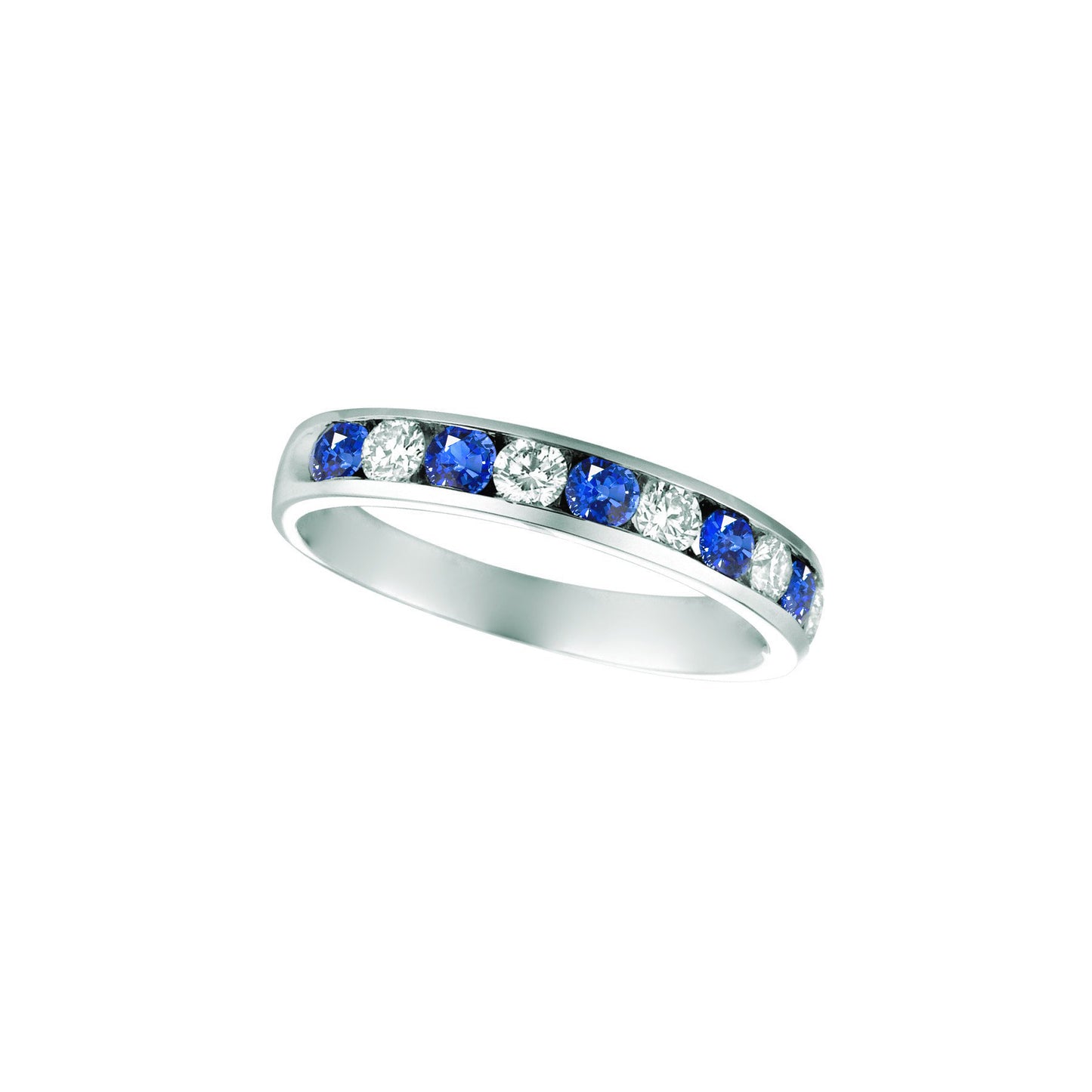 Sapphire & Natural Earth Mined Diamond Eternity Band 1 Carats 14K White Gold