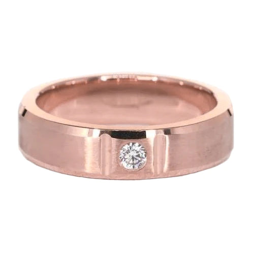Satin Finish Gypsy Mens Ring 0.25 Carats Rose Gold 14K