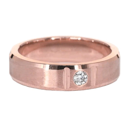Satin Finish Gypsy Mens Ring 0.25 Carats Rose Gold 14K