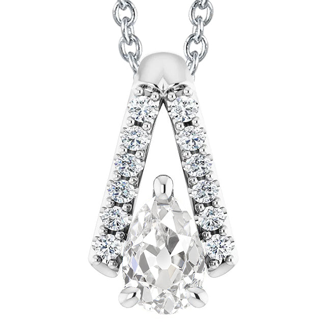 Slide Diamond Pendant Necklace Pear Old Cut