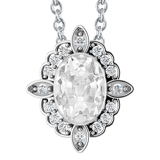 Diamond Pendant Bezel Set Round & Oval Cut Old Cut