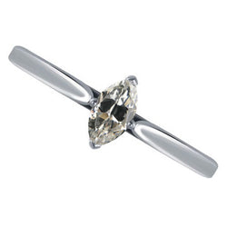1 Carat Small Marquise Old Miner Real Diamond Engagement Ring