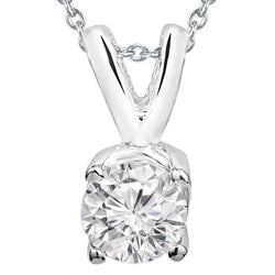 Solitaire 3 Ct. Natural Diamond Pendant Necklace White Gold