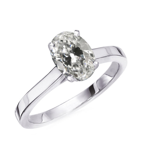 Solitaire Anniversary Ring Oval Old Miner Diamond