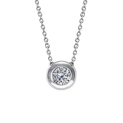 Solitaire Bezel Set Diamond Women Necklace Pendant 0.75 Carat WG 14K