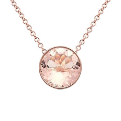 Solitaire Bezel Set Morganite 30 Ct Pendant With Chain Gold Rose 14K