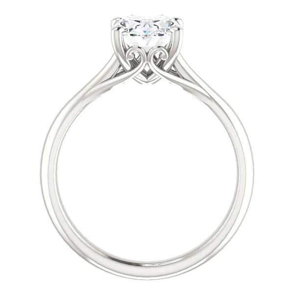 Solitaire Cathedral Setting Oval Diamond Ring 4 Carats Women Jewelry
