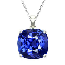 Solitaire Cushion Ceylon Sapphire Pendant with Chain 5.50 Carats