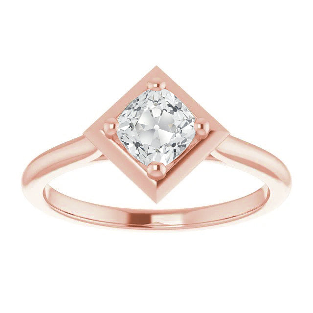  Prong Kite Style Solitaire Old Miner Diamond Ring