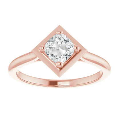natural cushion diamond 3ct ring front view