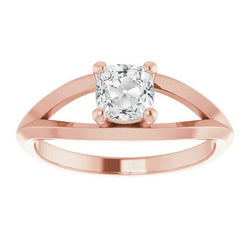 Solitaire Cushion Old Miner Real Natural Earth Mined Diamond Ring 3 Carats 4 Prong Split Shank
