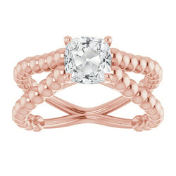 Solitaire Cushion Old Miner Natural Earth Mined Diamond Ring Prong Split Shank 3.50 Carats
