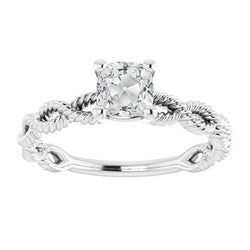 Solitaire Cushion Old Miner Natural Earth Mined Diamond Ring Twisted Style 3 Carats