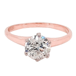 Solitaire Natural Earth Mined Diamond Engagement Ring 2 Carats Rose Gold 14K