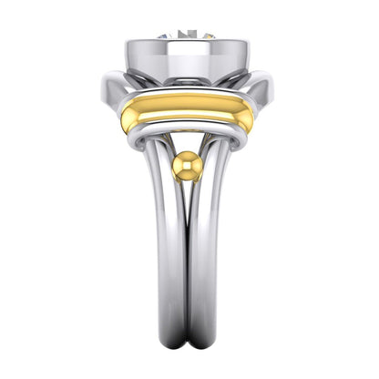 Two Tone Diamond Solitaire Mens Ring Bezel Set 2 Carats