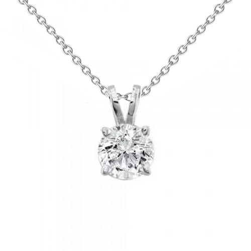 Solitaire Natural Earth Mined Diamond Necklace Pendant 0.50 Carats White Gold Jewelry