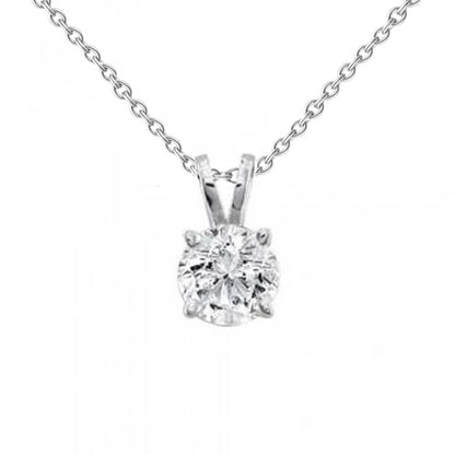 Solitaire Natural Earth Mined Diamond Necklace Pendant 0.50 Carats White Gold Jewelry