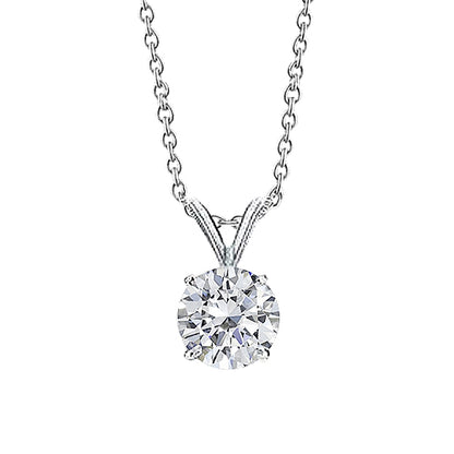 Solitaire Natural Earth Mined Diamond Necklace Pendant 1 Carat White Gold Women Jewelry