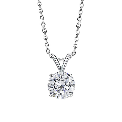 Solitaire Diamond Necklace Pendant 1 Carat White Gold Women Jewelry