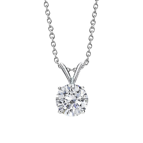 Solitaire Diamond Necklace Pendant 1 Carat White Gold Women Jewelry