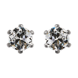 4 Carats Solitaire Earth Mined Diamond Old Cut Stud Earrings 6 Prong Set