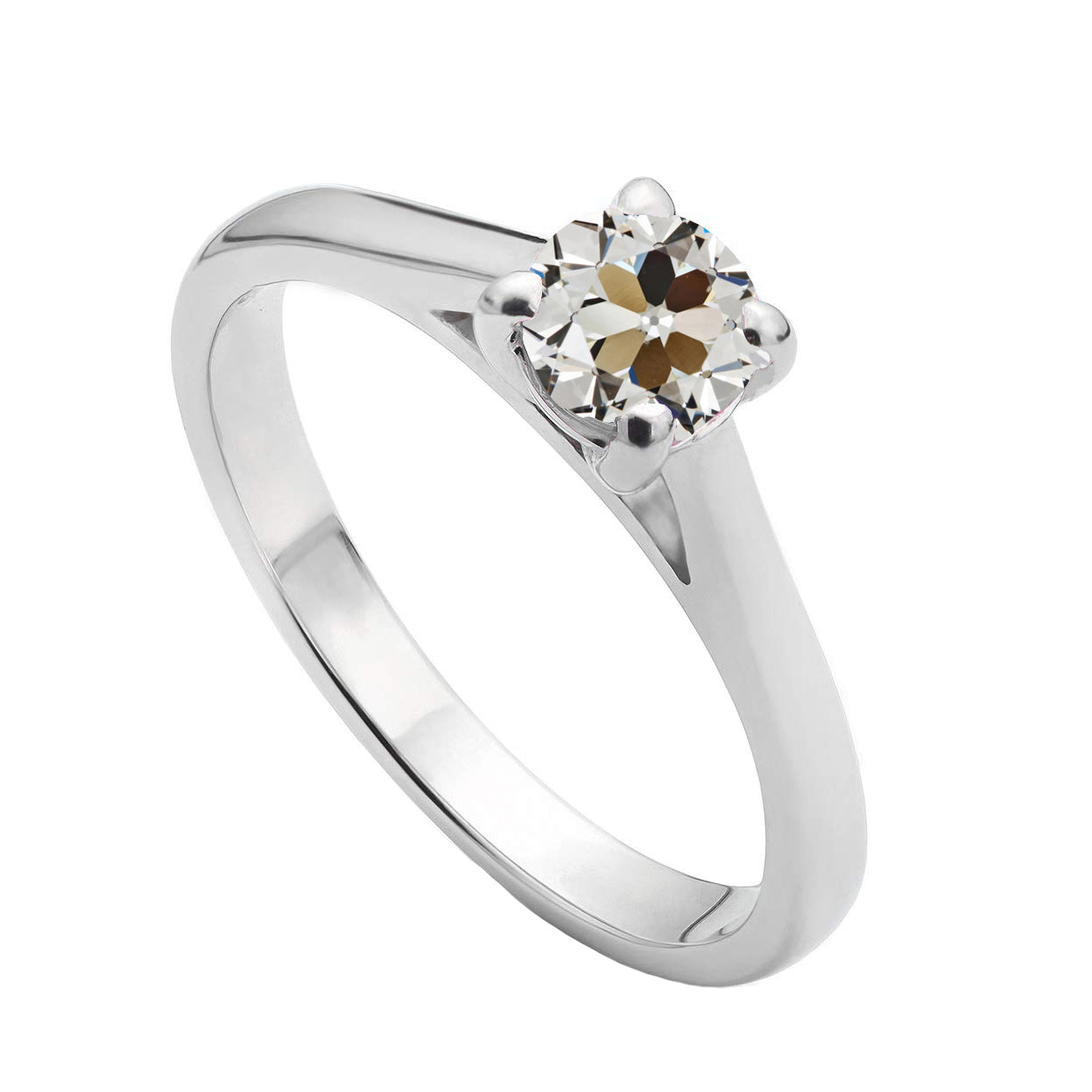 Solitaire Diamond Old Miner Ring 1.50 Carats White Gold 14K