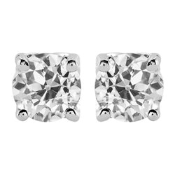 Solitaire Genuine Natural Real Diamond ( Not Lab Grown ) Old Miner Studs 5 Ct. White Gold 14K