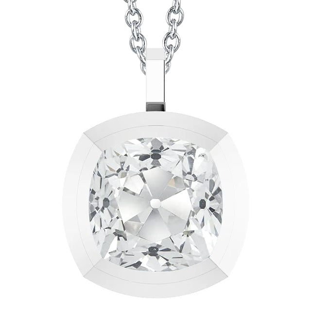 Solitaire Diamond Pendant Old Miner White Gold