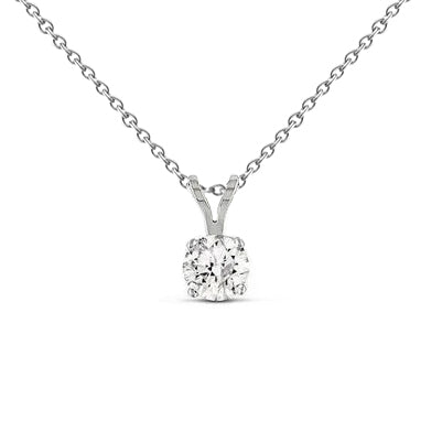 Solitaire Lab Grown Diamond Pendant Necklace 3 Carats Gorgeous White Gold 14K