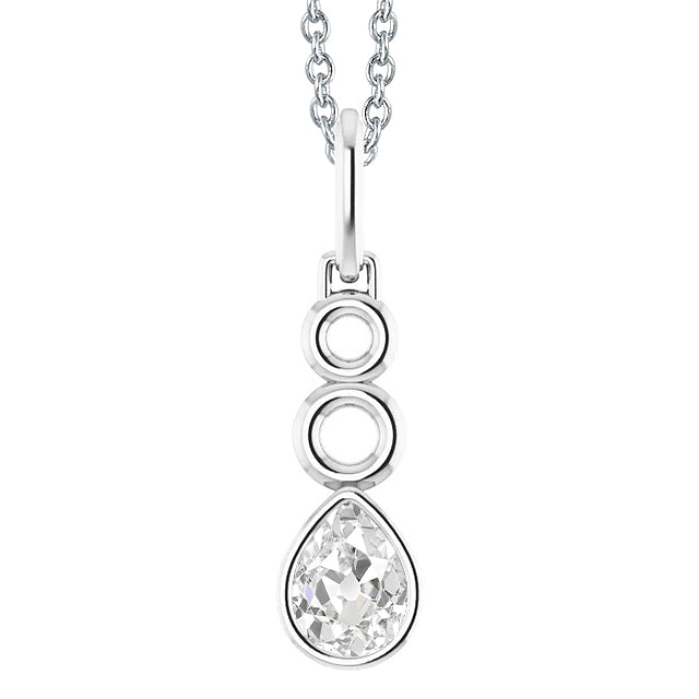 Solitaire Diamond Pendant Pear Old Miner Bezel Set