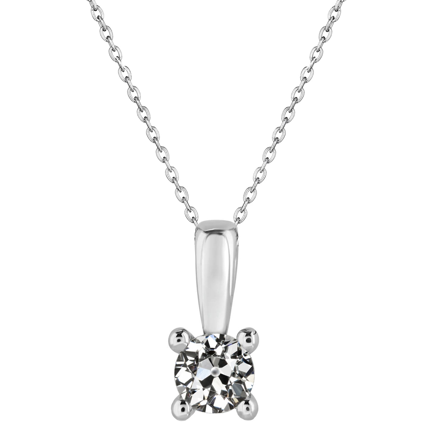 Solitaire Diamond Pendant 1.50 Carats Round Old Miner 