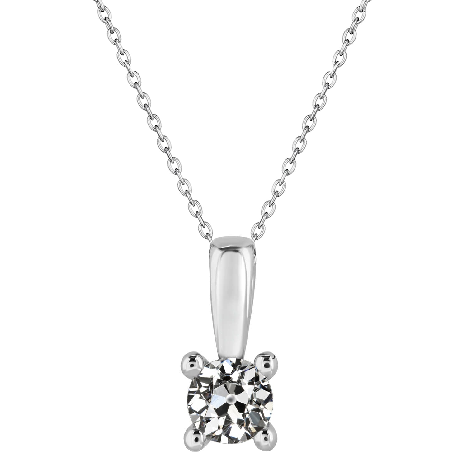 Solitaire Diamond Pendant 1.50 Carats Round Old Miner 