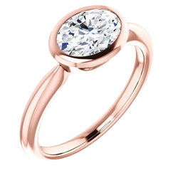 Solitaire Genuine Natural Earth Mined Diamond Ring 4 Carats Bezel Setting Rose Gold Jewelry