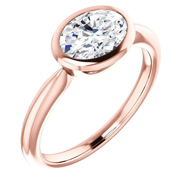 Rose  Jewelry Sparkling Unique Solitaire White Gold Diamond Anniversary Ring