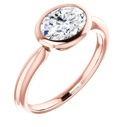 Rose  Jewelry Sparkling Unique Solitaire White Gold Diamond Anniversary Ring