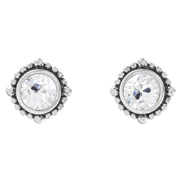 Solitaire Diamond Studs Round Old Miner 3 Carats