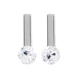 Solitaire Drop Earrings Round Old Miner Diamonds 3 Carats White Gold