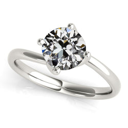 Solitaire Engagement Ring Round Old Mine Cut Natural Earth Mined Diamond Gold 2 Carats