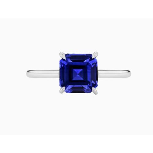 High Quality Fancy Sparkling  Asscher Cut Solitaire Gemstone Ring