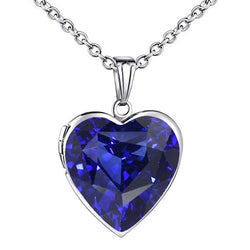Solitaire Heart Ceylon Sapphire Locket Pendant Necklace 5 Carats